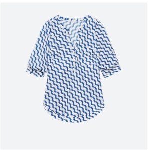 Stitch Fix, Hawthorn 41, Filbert Abstract Striped Henley Blouse, Blue and White